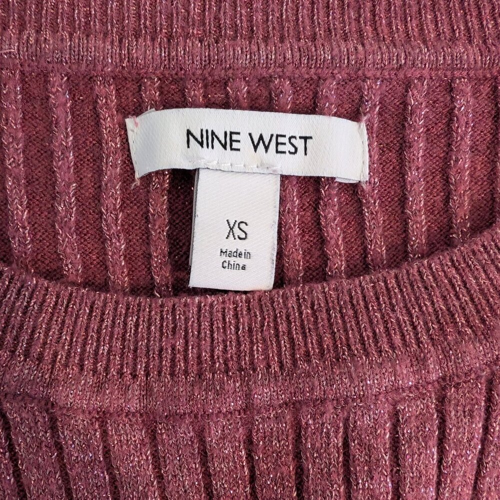 Nine West Ribbed Pink Metallic Crewneck Sweater - Picture 3 of 3